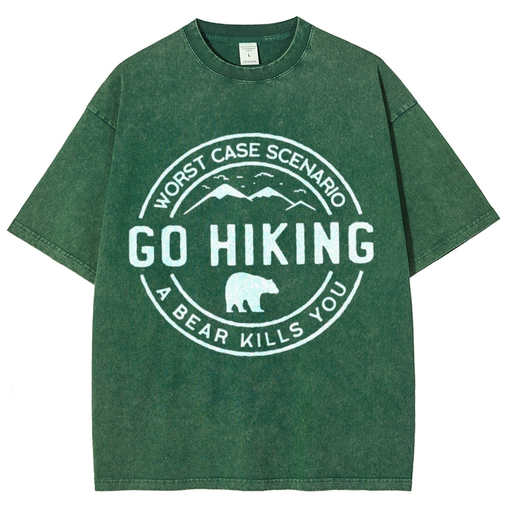 Go Hiking Vintage Snowflake Washed T-Shirt-moweekender