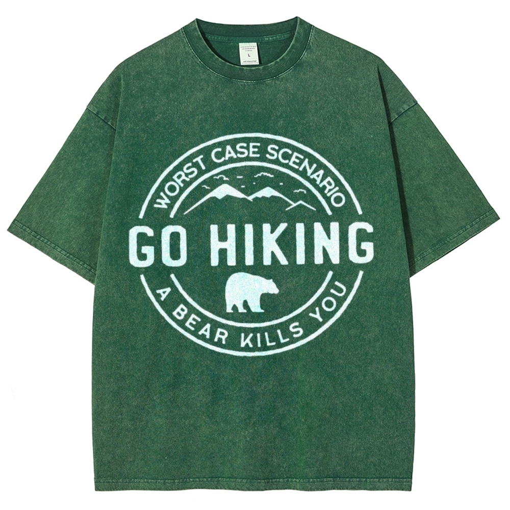 Go Hiking Vintage Snowflake Washed T-Shirt-moweekender