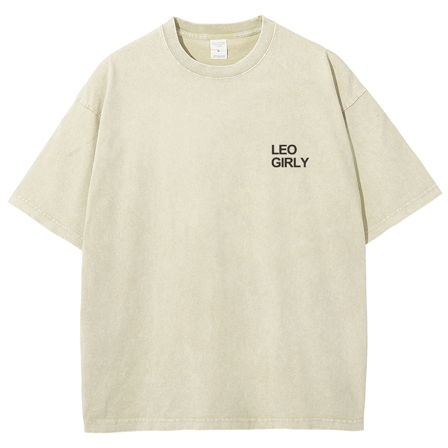Leo Girly Unisex Fit Washed Oversized T-Shirt-moweekender