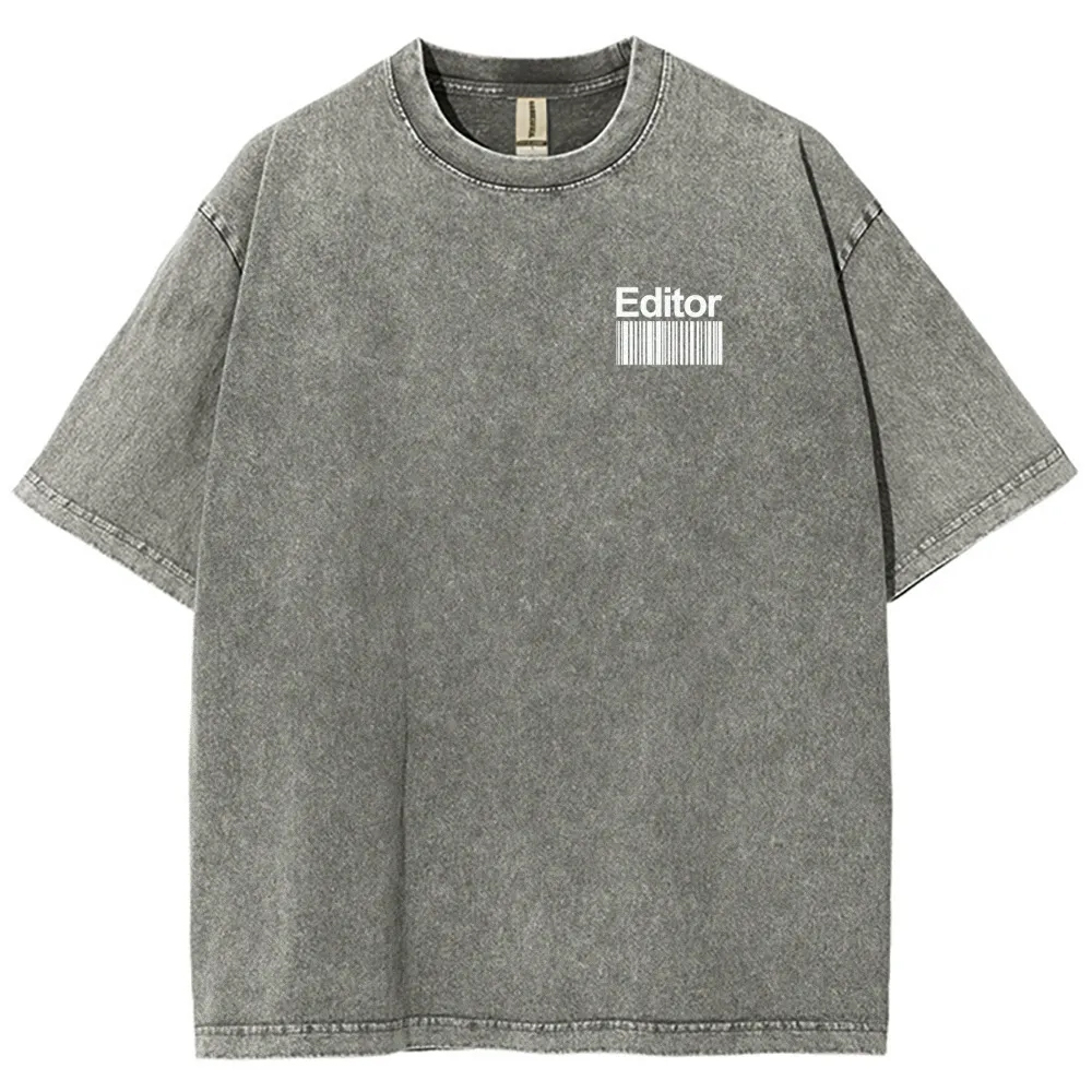 Editor Pattern Washed Vintage Short Sleeves T-Shirt-moweekender