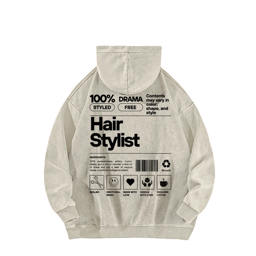 Hair Stylist Washed Hoodie-moweekender