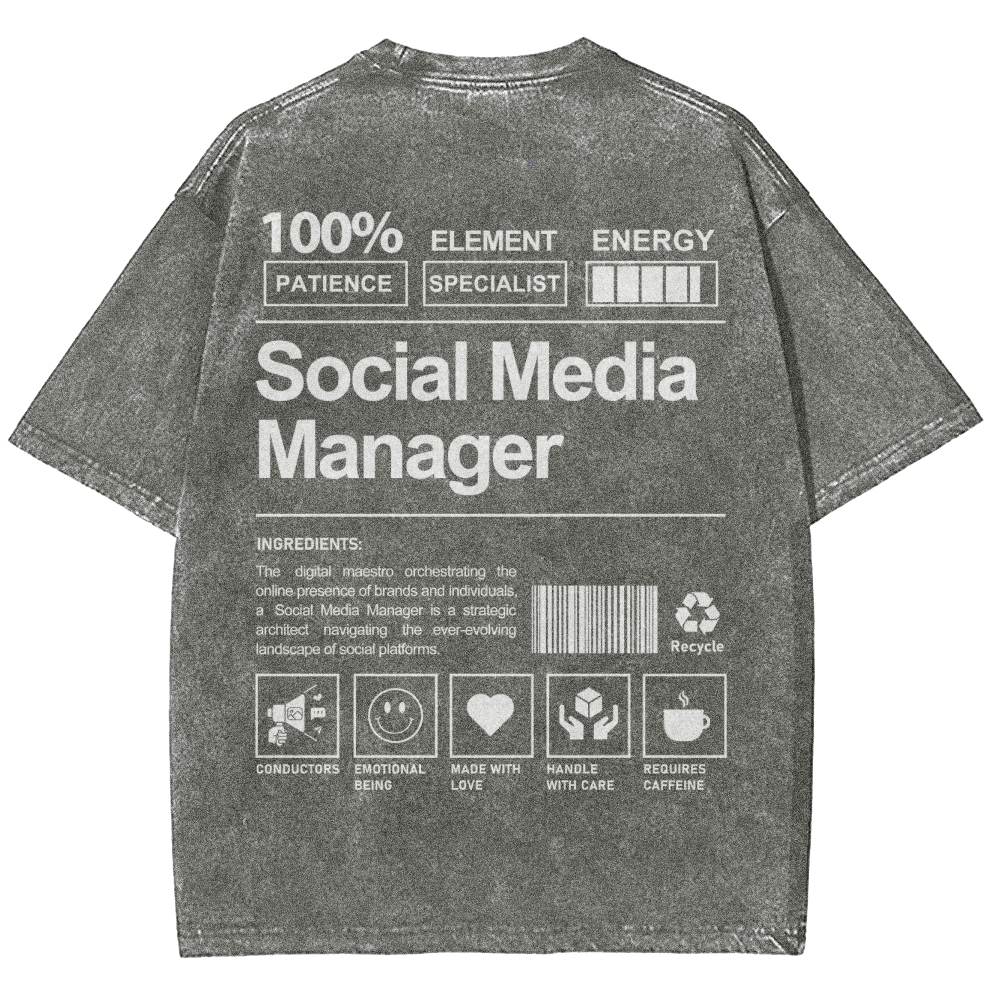 Social Media Manager Unisex Fit Washed T-Shirt-moweekender
