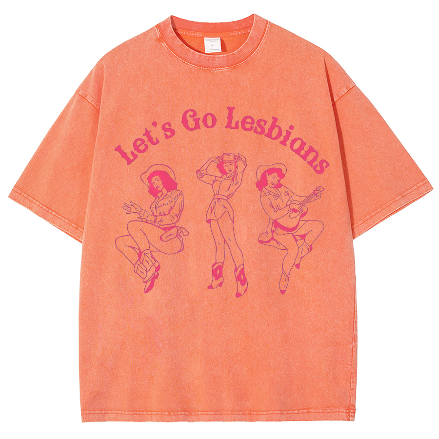 Lets Go Lesbians Washed Oversized T-Shirt-moweekender