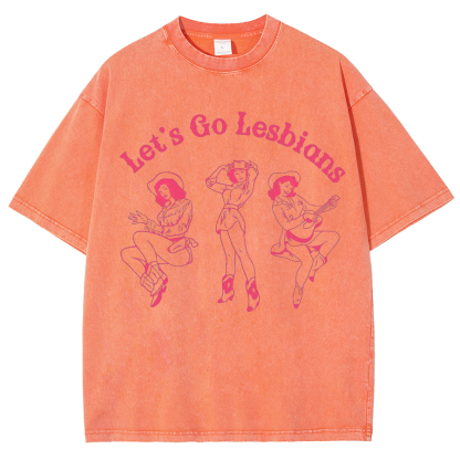 Lets Go Lesbians Washed Oversized T-Shirt-moweekender