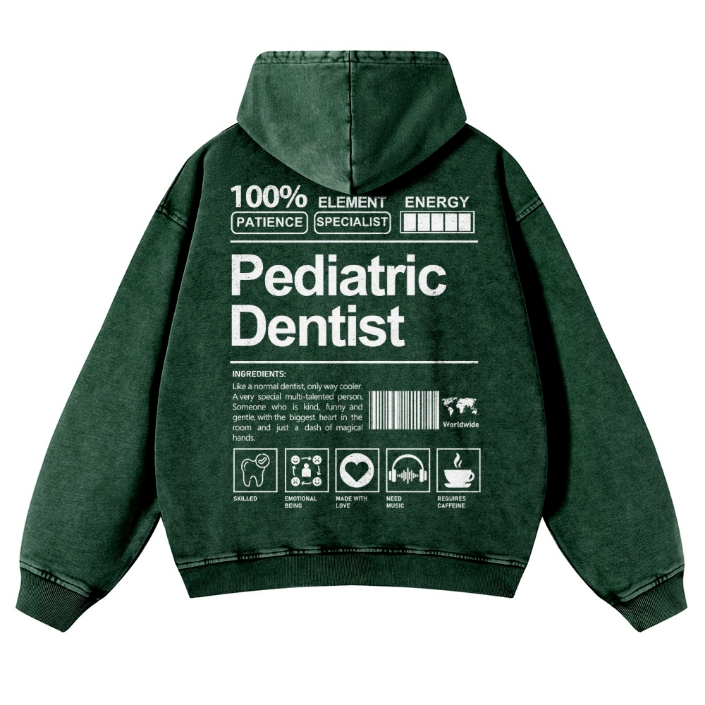 Pediatric Dentist Casual Washed Hoodie-moweekender