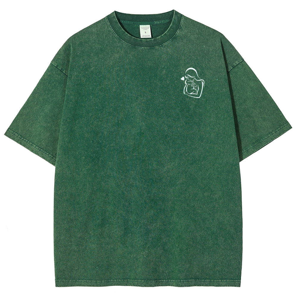 Mom Pattern Washed Vintage Short Sleeves T-Shirt-moweekender