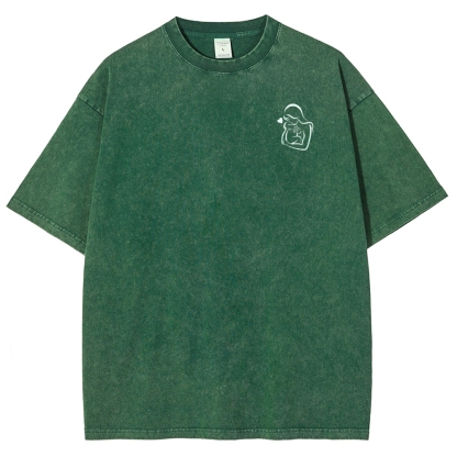 Mom Pattern Washed Vintage Short Sleeves T-Shirt-moweekender