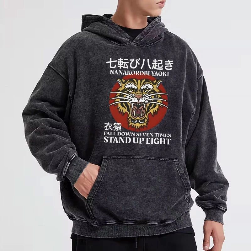 Retro Tiger Washed Vintage Hoodie-moweekender