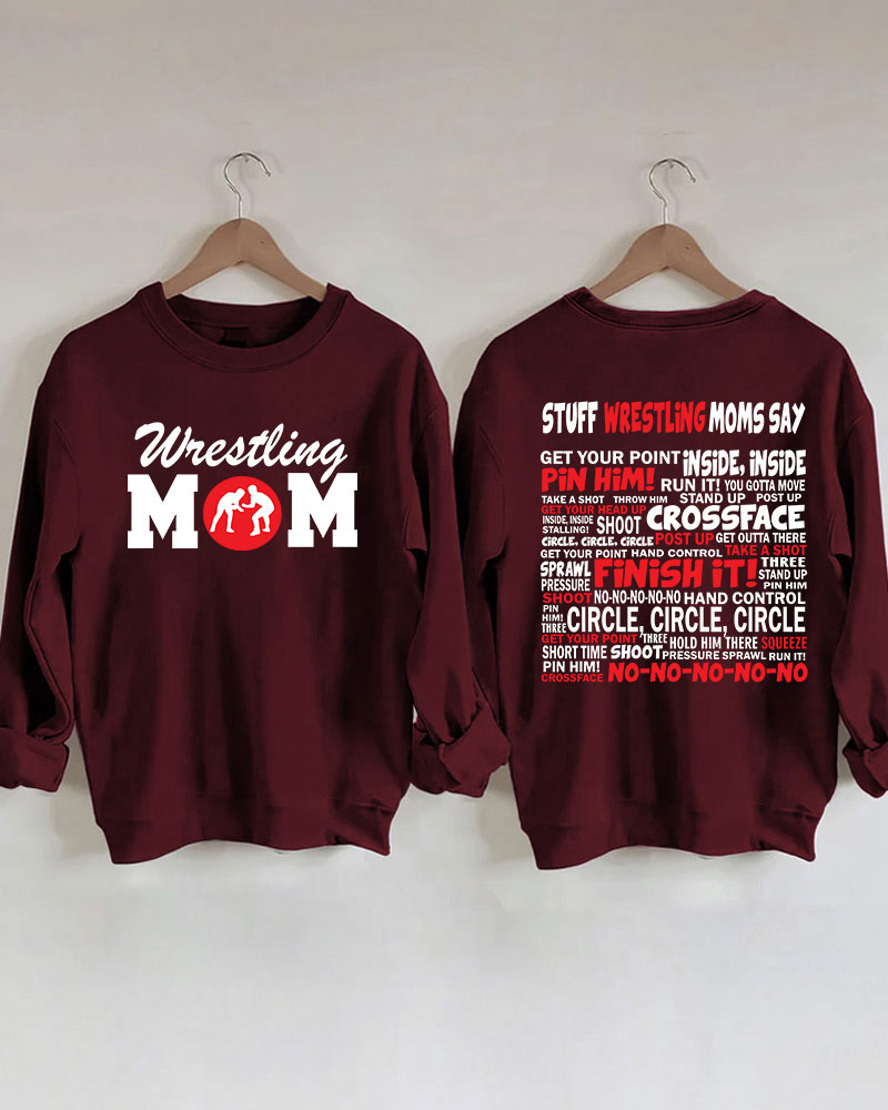 Wrestling Moms Red Printed Sweatshirt-moweekender