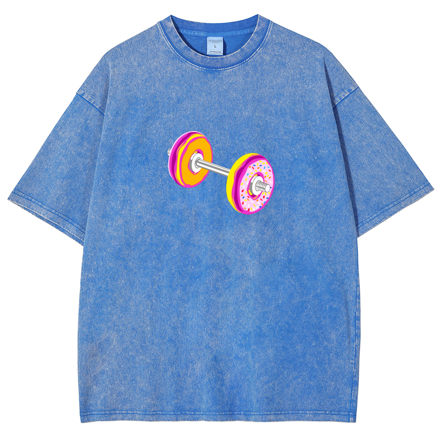 Barbell Donuts Unisex Washed T-Shirt-moweekender