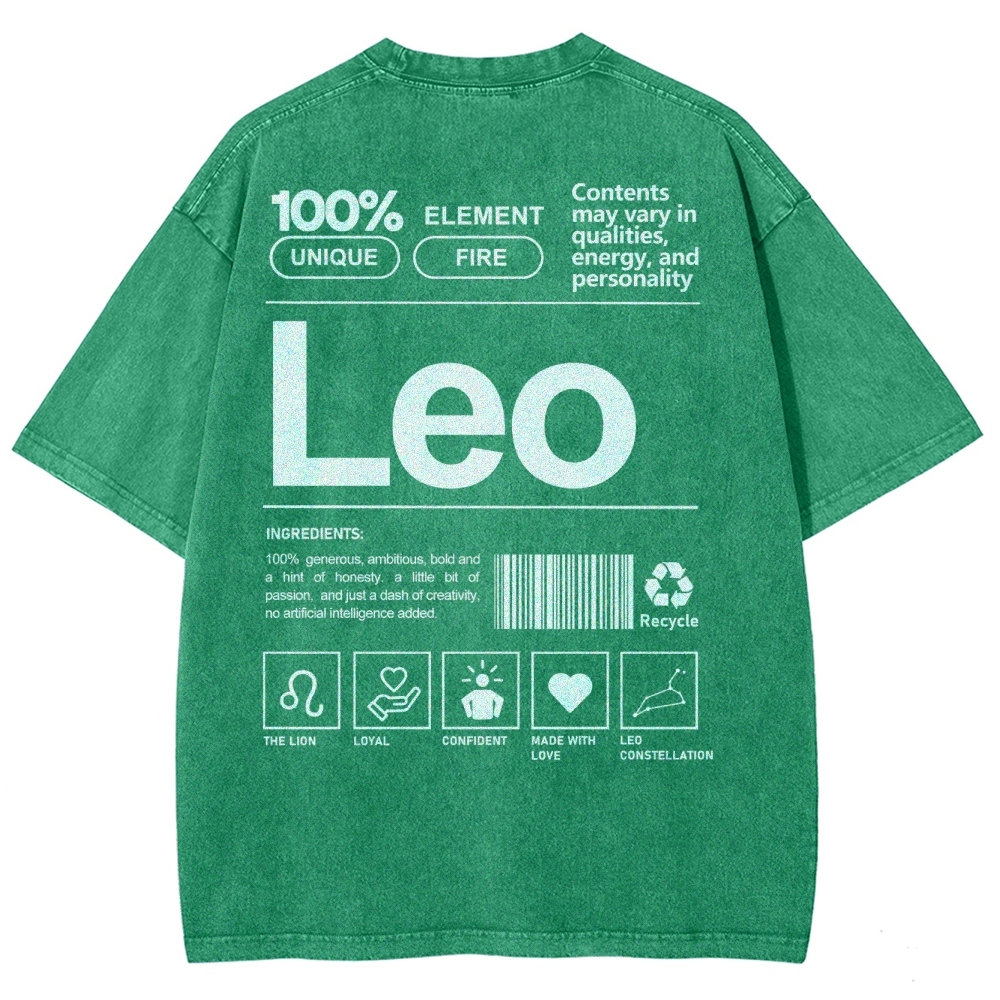 Leo Unisex Fit Washed T-Shirt
