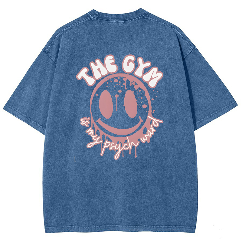 The Gym Is My Phych World Vintage Snowflake Washed T-Shirt-moweekender