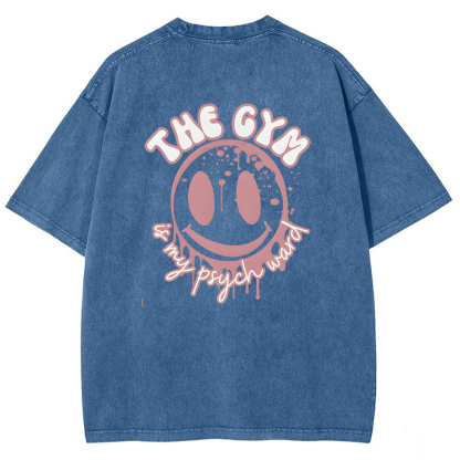 The Gym Is My Phych World Vintage Snowflake Washed T-Shirt-moweekender