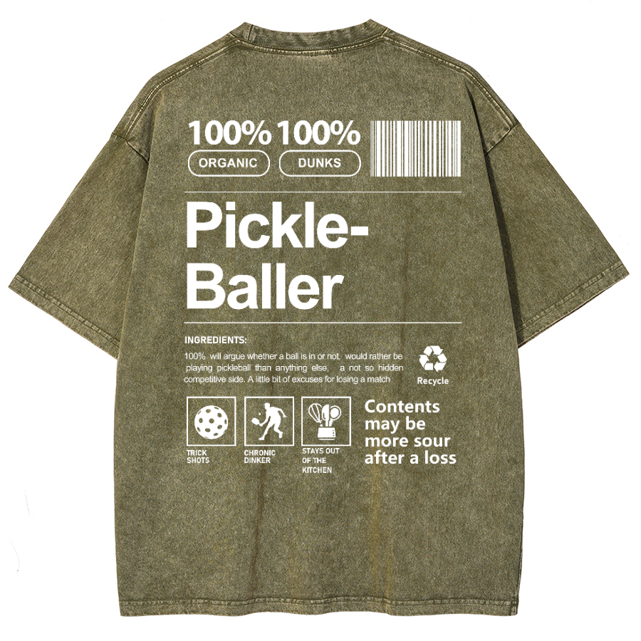 Pickle Baller Unisex Fit Washed Oversized T-Shirt-moweekender