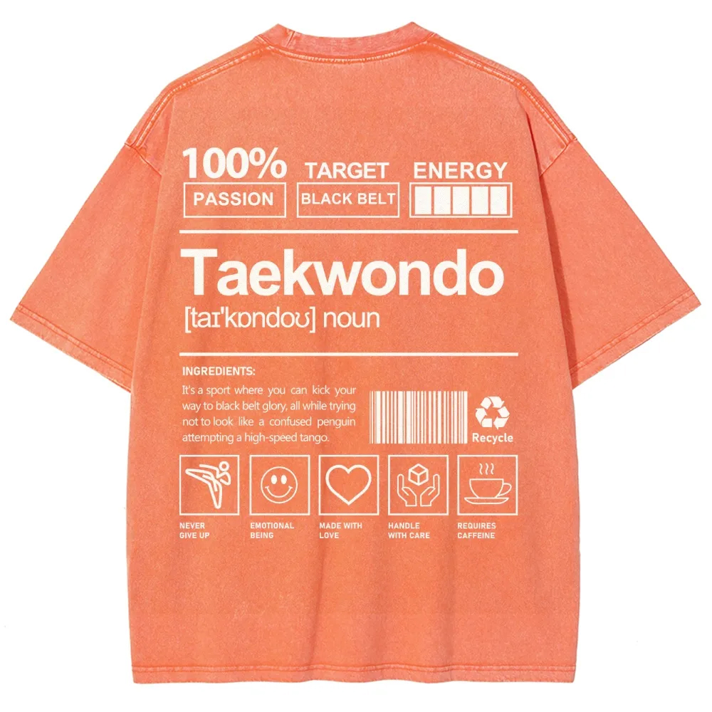 Taekwondo Pattern Washed Vintage Short Sleeves T-Shirt-moweekender