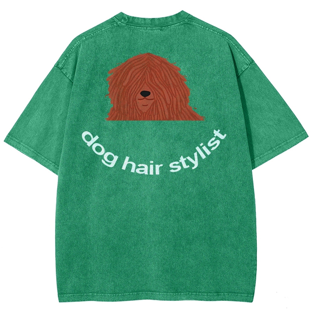 Dog Hair Stylist Unisex Fit Washed T-Shirt-moweekender