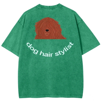 Dog Hair Stylist Unisex Fit Washed T-Shirt-moweekender
