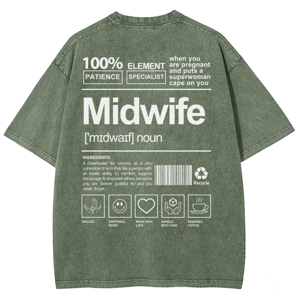 Midwife Unisex Fit Washed T-Shirt-moweekender