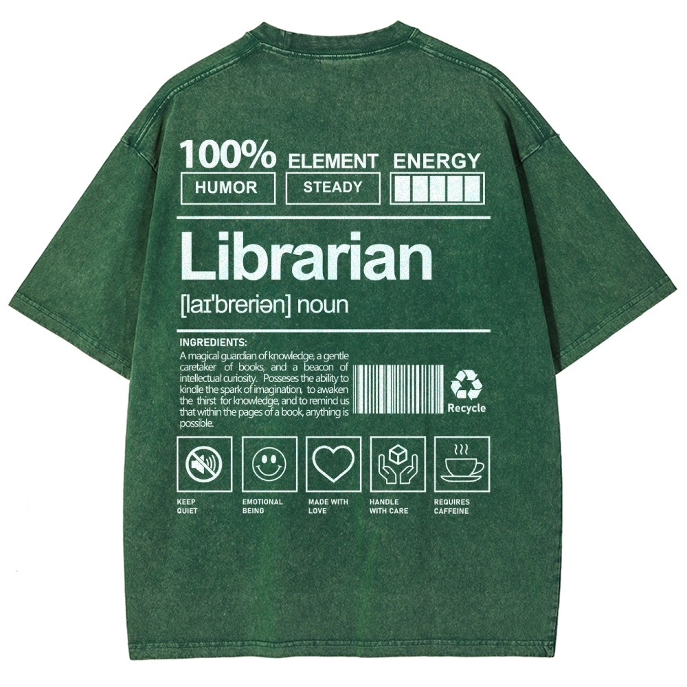 Librarian Unisex Fit Washed T-Shirt-moweekender