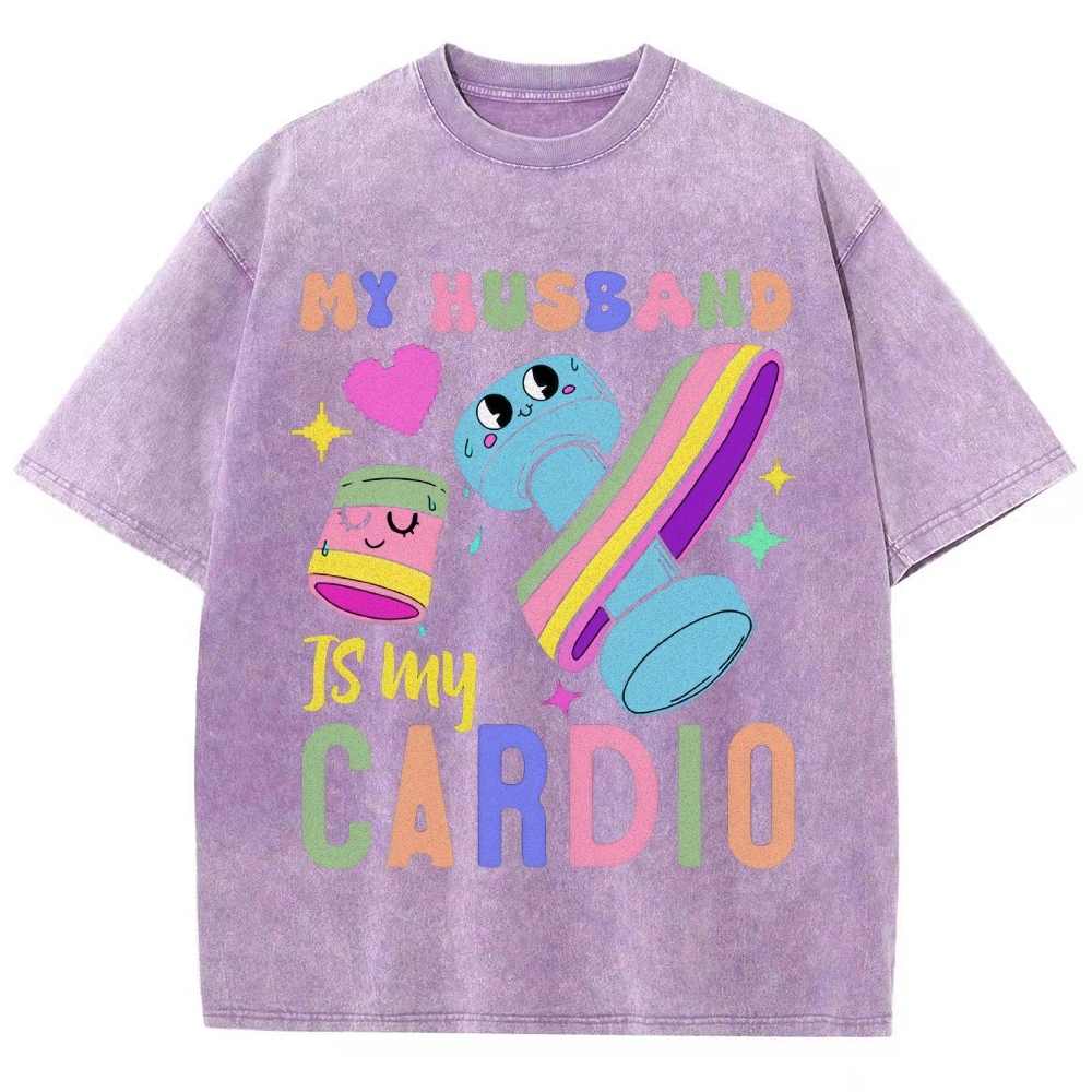 My Husband Is My Cardio Vintage Snowflake Washed T-Shirt-moweekender