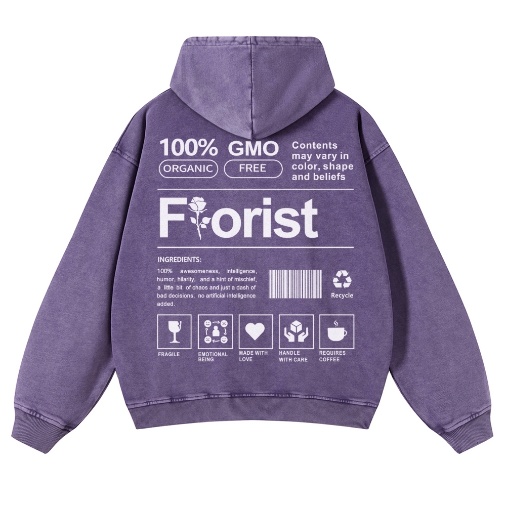 Florist Pattern Vintage Washed Hoodie-moweekender