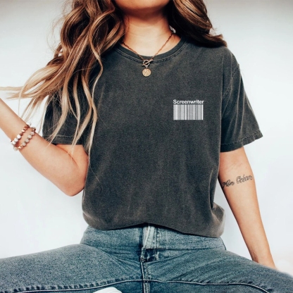 Screenwriter Pattern Washed Vintage Short Sleeves T-Shirt-moweekender