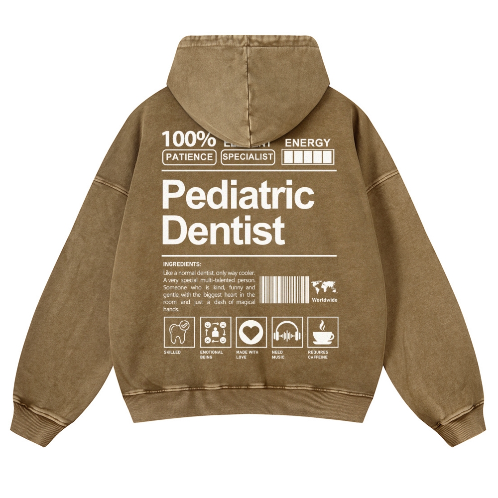 Pediatric Dentist Casual Washed Hoodie-moweekender