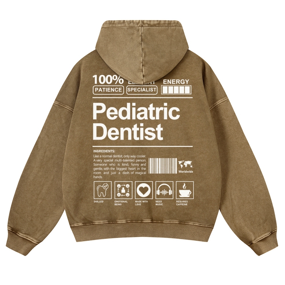 Pediatric Dentist Casual Washed Hoodie-moweekender