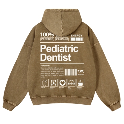 Pediatric Dentist Casual Washed Hoodie-moweekender