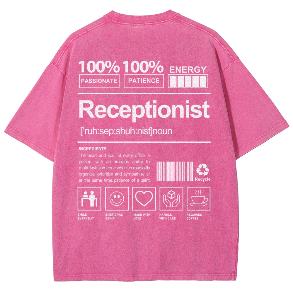 Receptionist Unisex Fit Washed T-Shirt-moweekender