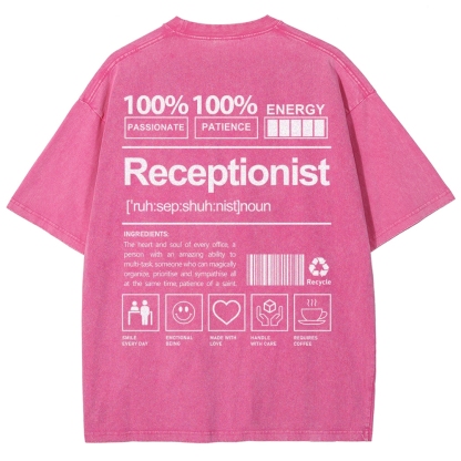 Receptionist Unisex Fit Washed T-Shirt-moweekender