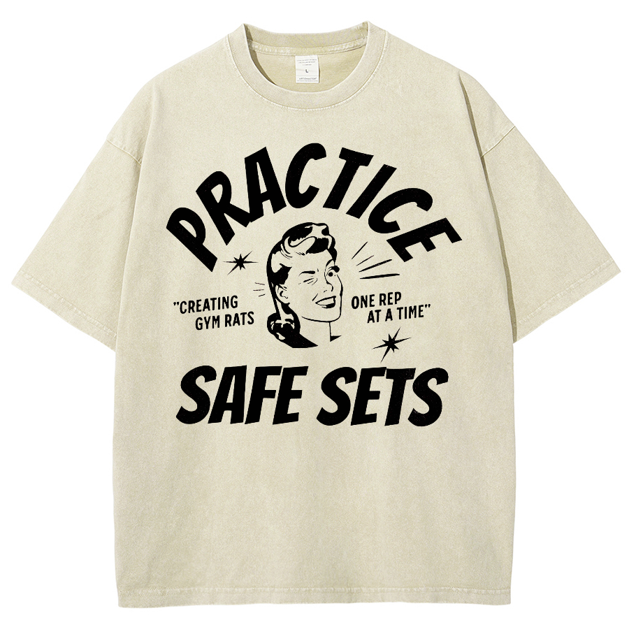 Practice Safe Sets Unisex Fit Washed Oversized T-Shirt-moweekender