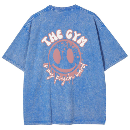 The Gym Is My Phych World Vintage Snowflake Washed T-Shirt-moweekender