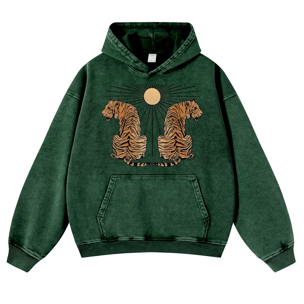 Sun And Tiger Casual Vintage Washed Hoodie-moweekender