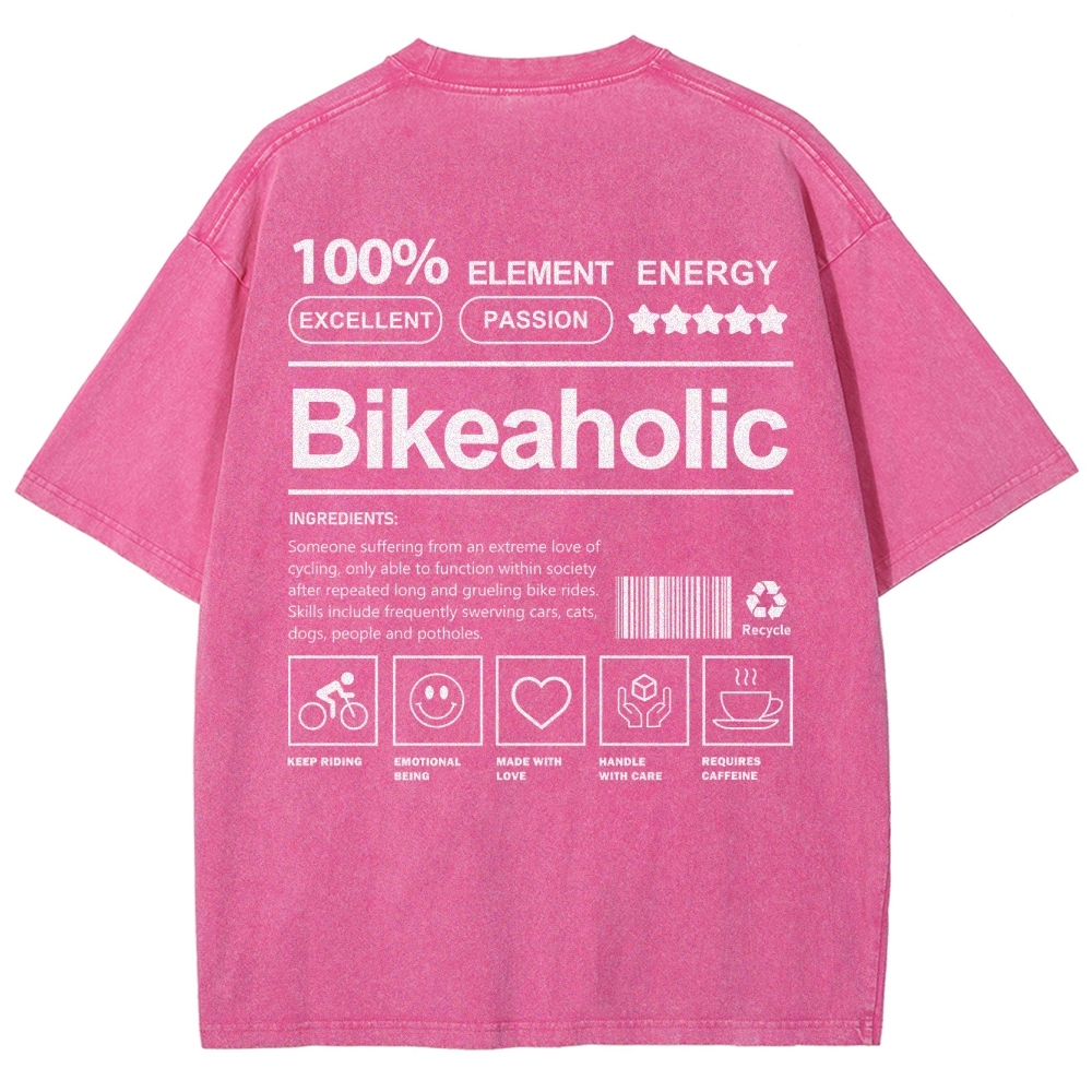 Bikeaholic Unisex Fit Washed T-Shirt-moweekender