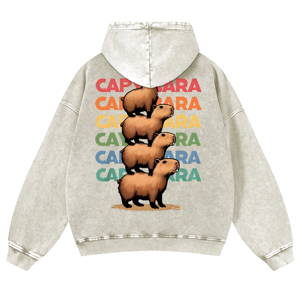 Capybara Jenga Vintage Washed Hoodie-moweekender