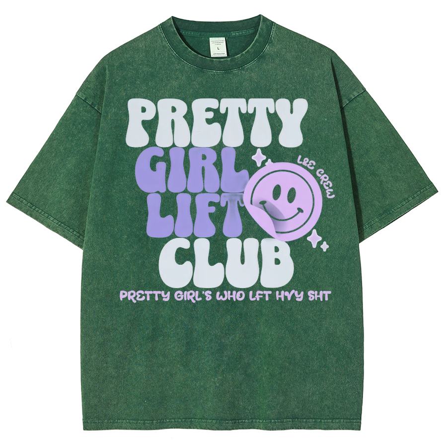 Pretty Girl Lift Club Unisex Fit Washed Oversized T-Shirt-moweekender