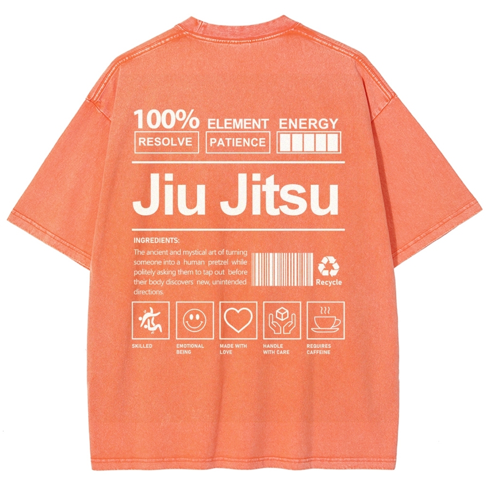 Jiu Jitsu Pattern Washed Vintage Short Sleeves T-Shirt-moweekender