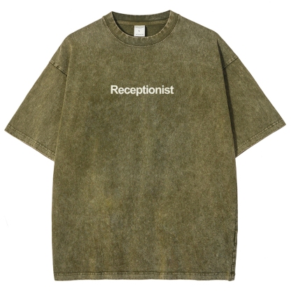 Receptionist Unisex Fit Washed T-Shirt-moweekender