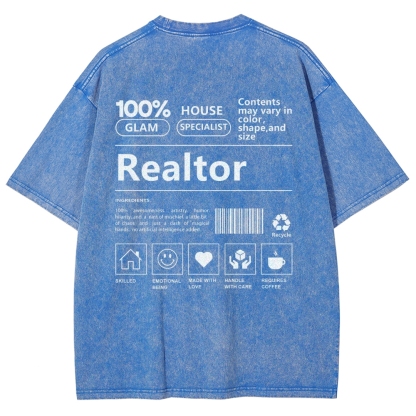 Realtor Vintage Snowflake Washed T-Shirt-moweekender