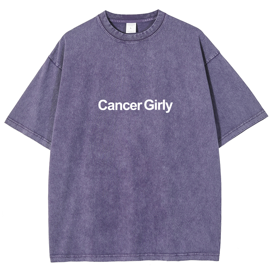Cancer Girly Unisex Fit Washed Oversized T-Shirt-moweekender