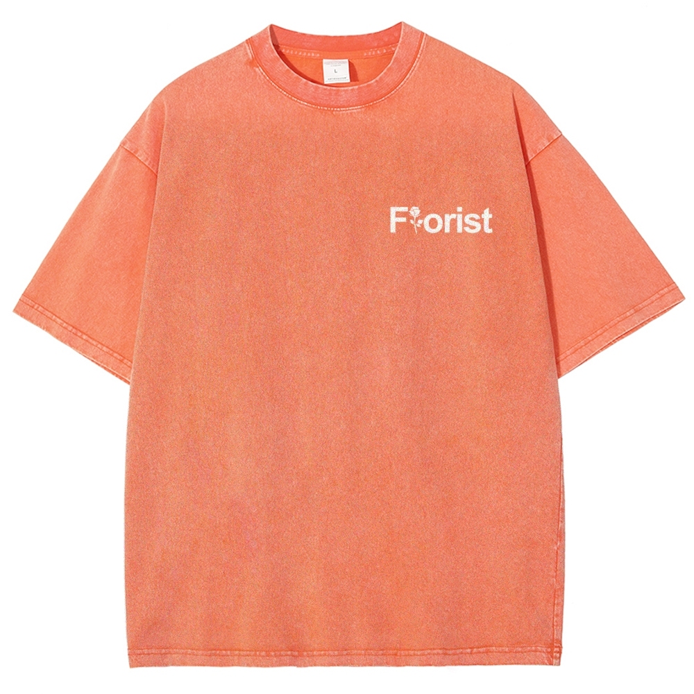 Florist Pattern Washed Vintage Short Sleeves T-Shirt-moweekender