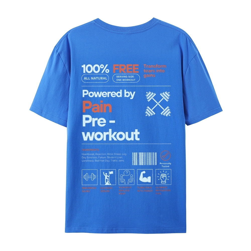Powered By Pain Pre-Workout Casual Short Sleeve T-Shirt-moweekender