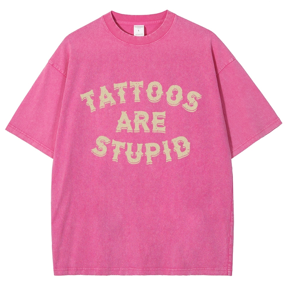 Tattoos are Stupid Vintage Snowflake Washed T-Shirt-moweekender