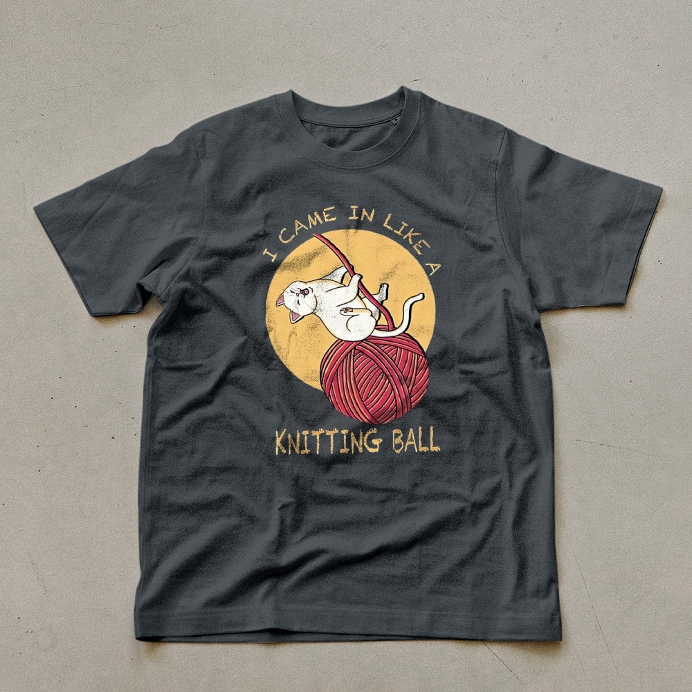 Wool Ball Cat Pattern Unisex Prints T-Shirt-moweekender