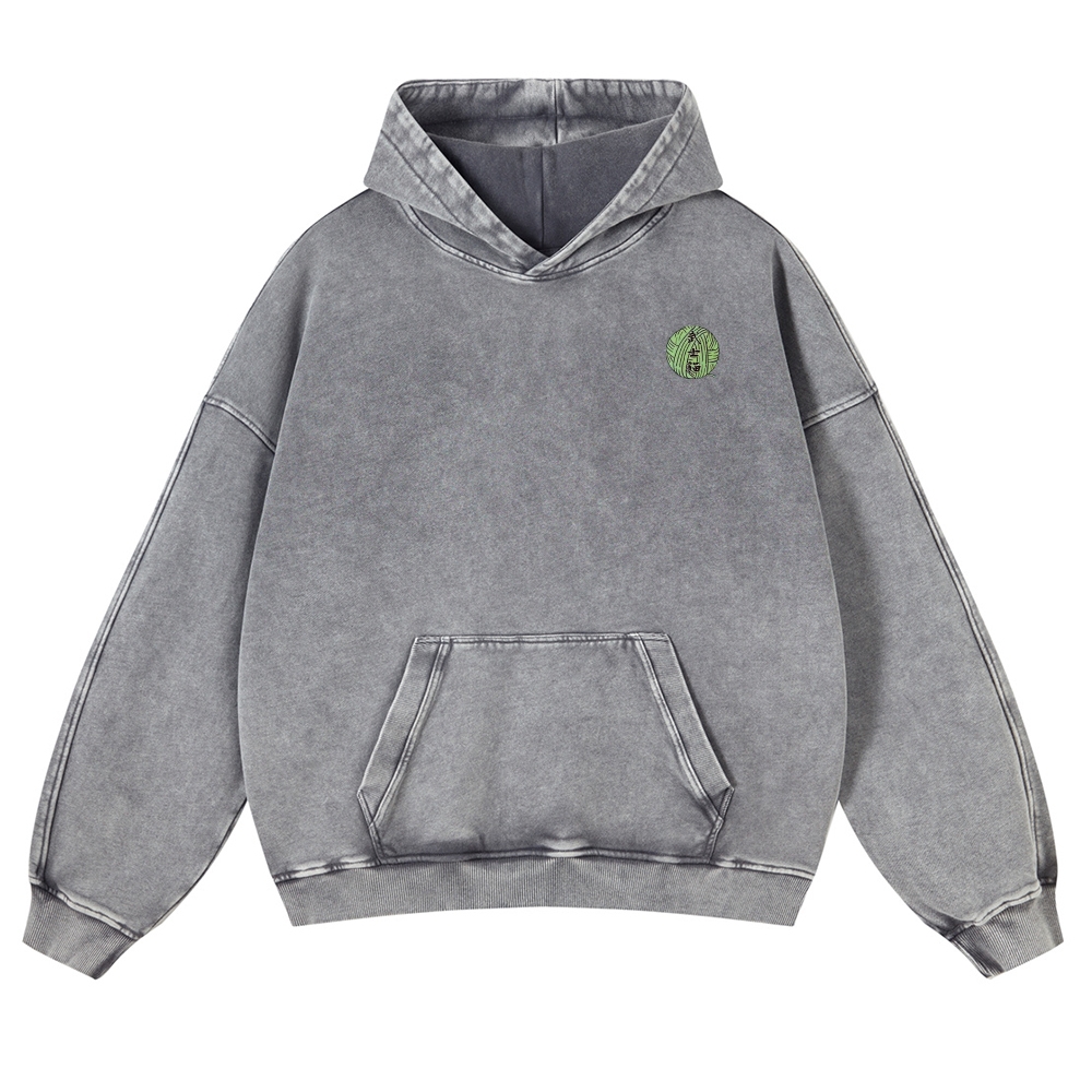 Japan Samurai Cat Vintage Washed Hoodie-moweekender