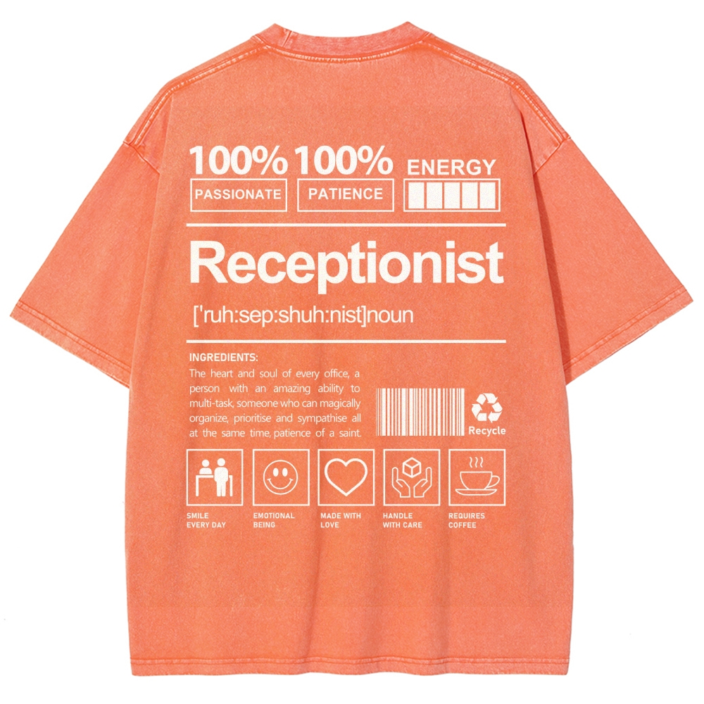 Receptionist Unisex Fit Washed T-Shirt-moweekender