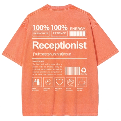 Receptionist Unisex Fit Washed T-Shirt-moweekender