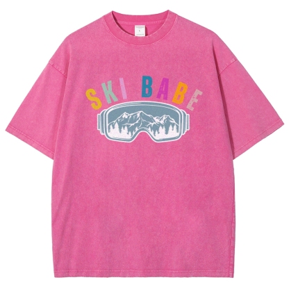 Ski Unisex Fit Washed T-Shirt-moweekender