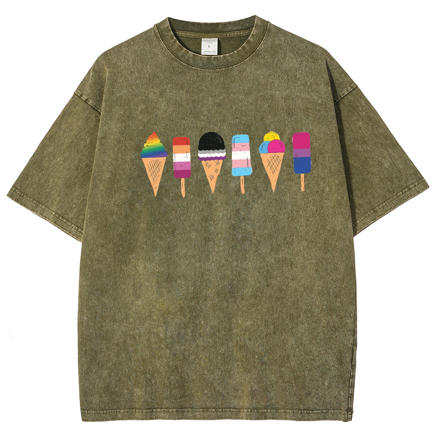 Pride Ice Cream Unisex Fit Washed Oversized T-Shirt-moweekender